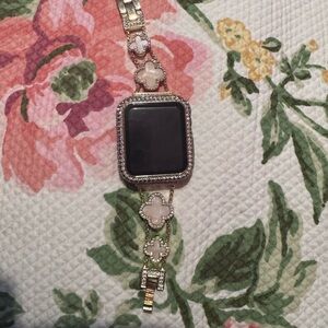 Apple Smartwatch with Gold and White Accents